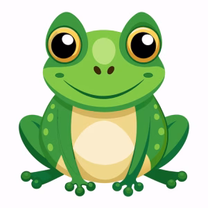 cartoon like image of a green frog